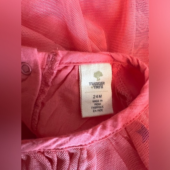 TUCKER & TATE TULLE CORAL STRAWBERRY SPARKLE STAR DRESS MADE IN INDIA - Picture 10 of 10